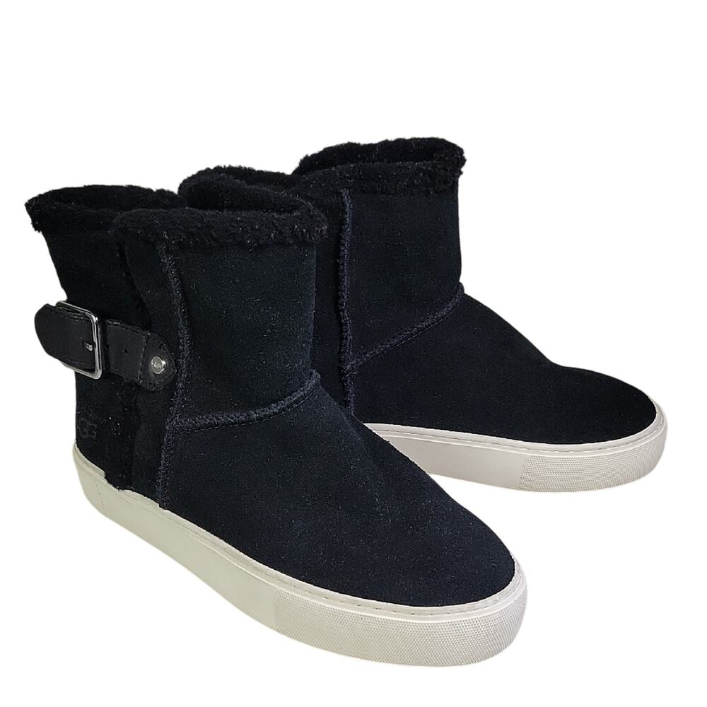 UGG Aika Water Resistant Black Suede Ankle Boots Sneaker Boots Womens Size 6 NEW
